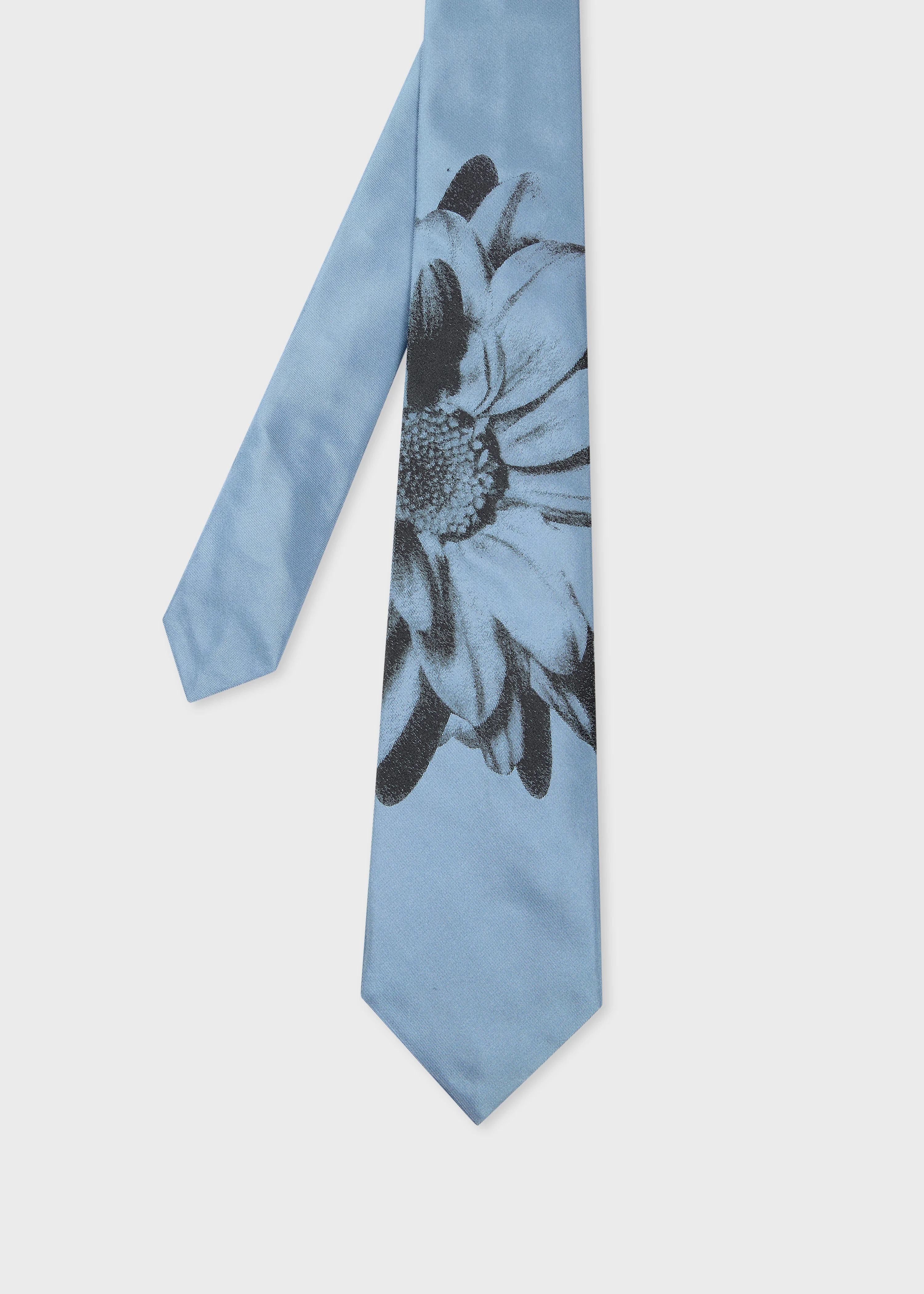 Blue 'Daisy Photo Floral' Silk Tie - 1