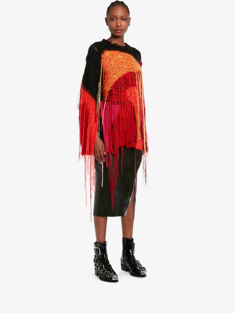 Women's Mushroom Intarsia Jumper in Orange/red - 3