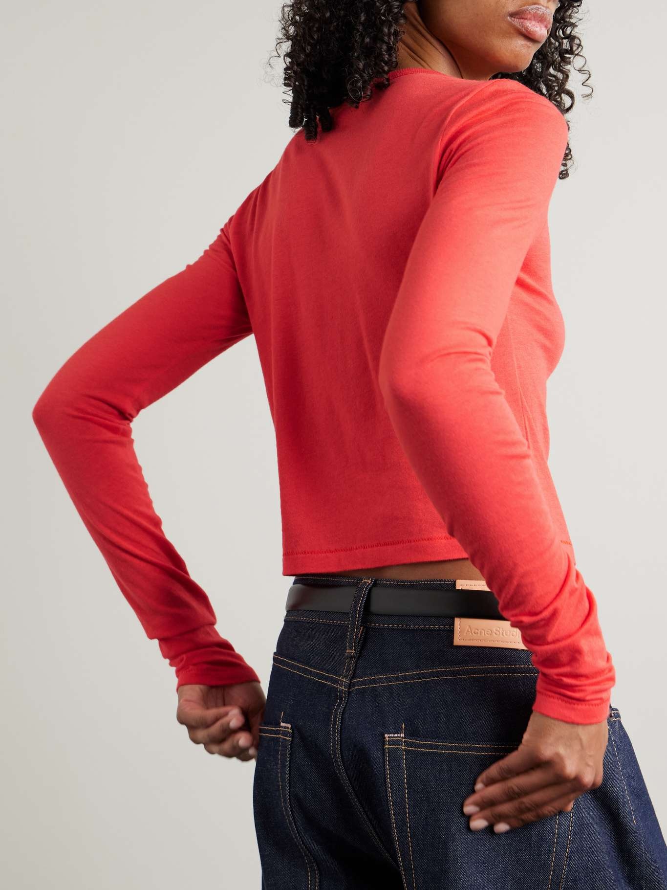 Long Sleeve Baby Tee cotton and modal-blend jersey T-shirt Red - 3