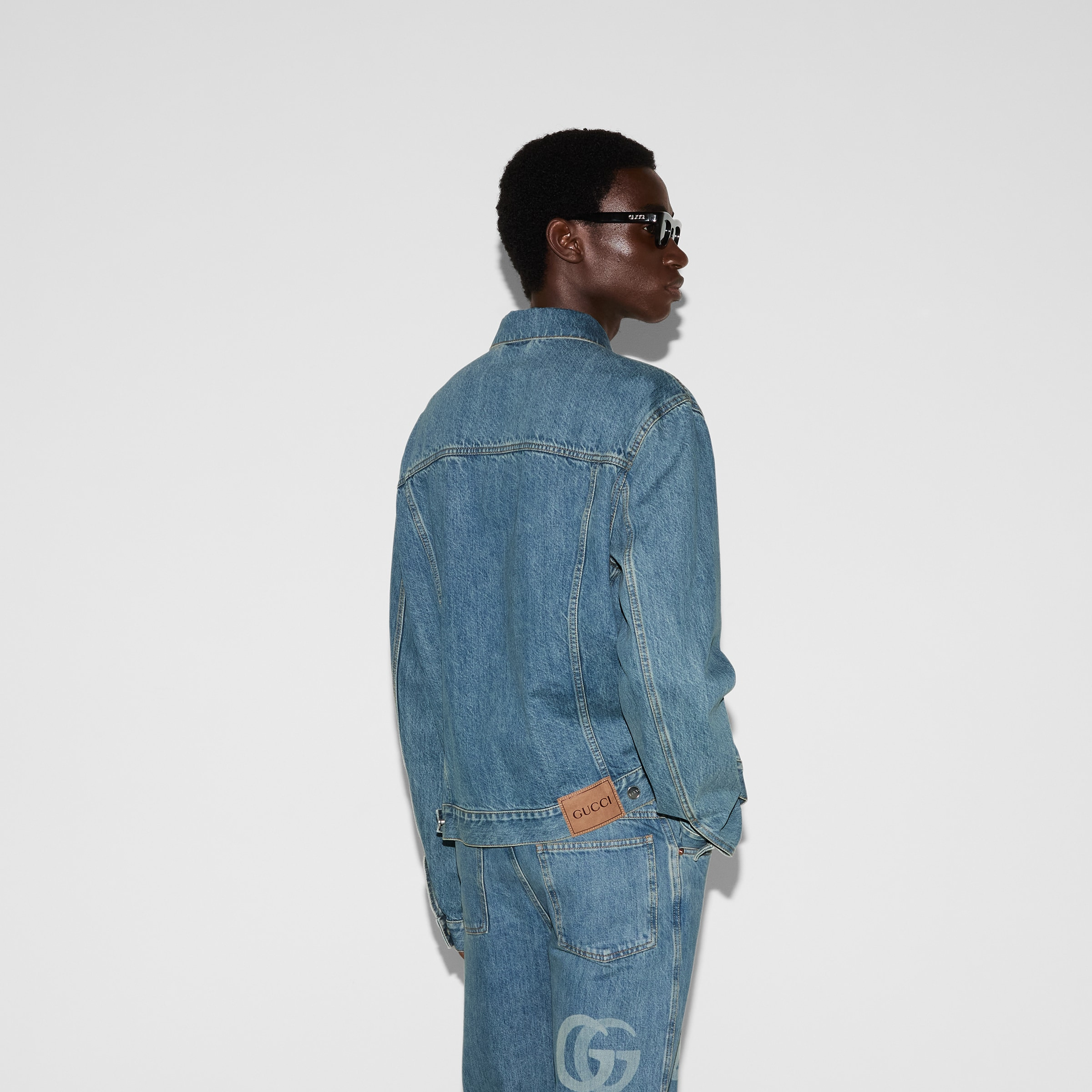 Lasered Double G denim jacket - 4