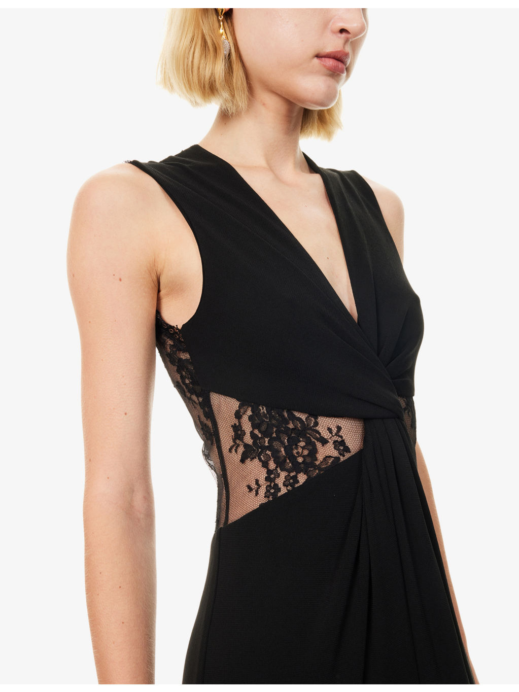 Cut-Out Lace-Panel Woven Gown - 5