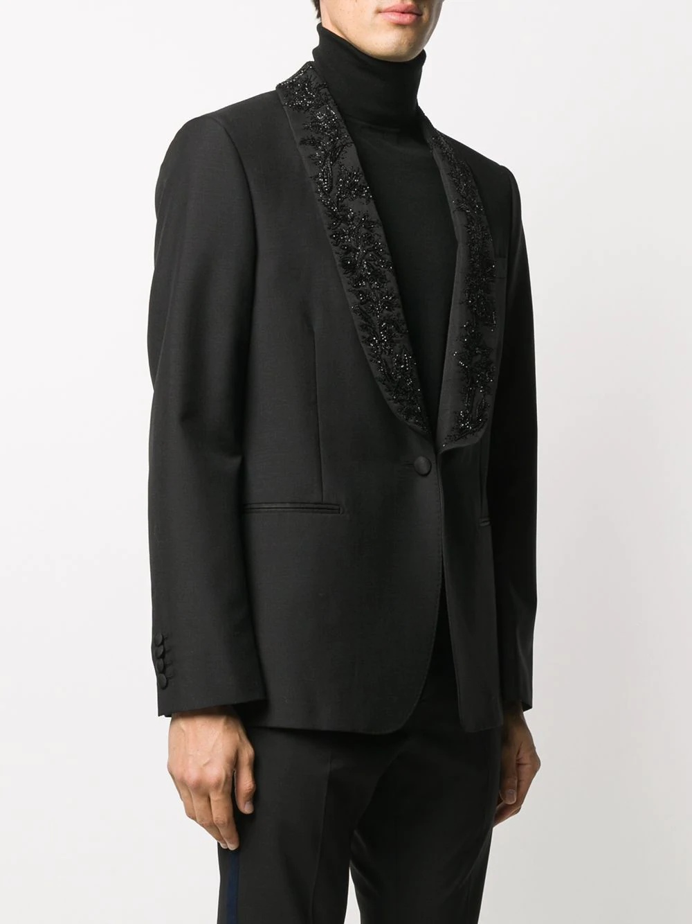 embroidered single-breasted blazer - 3