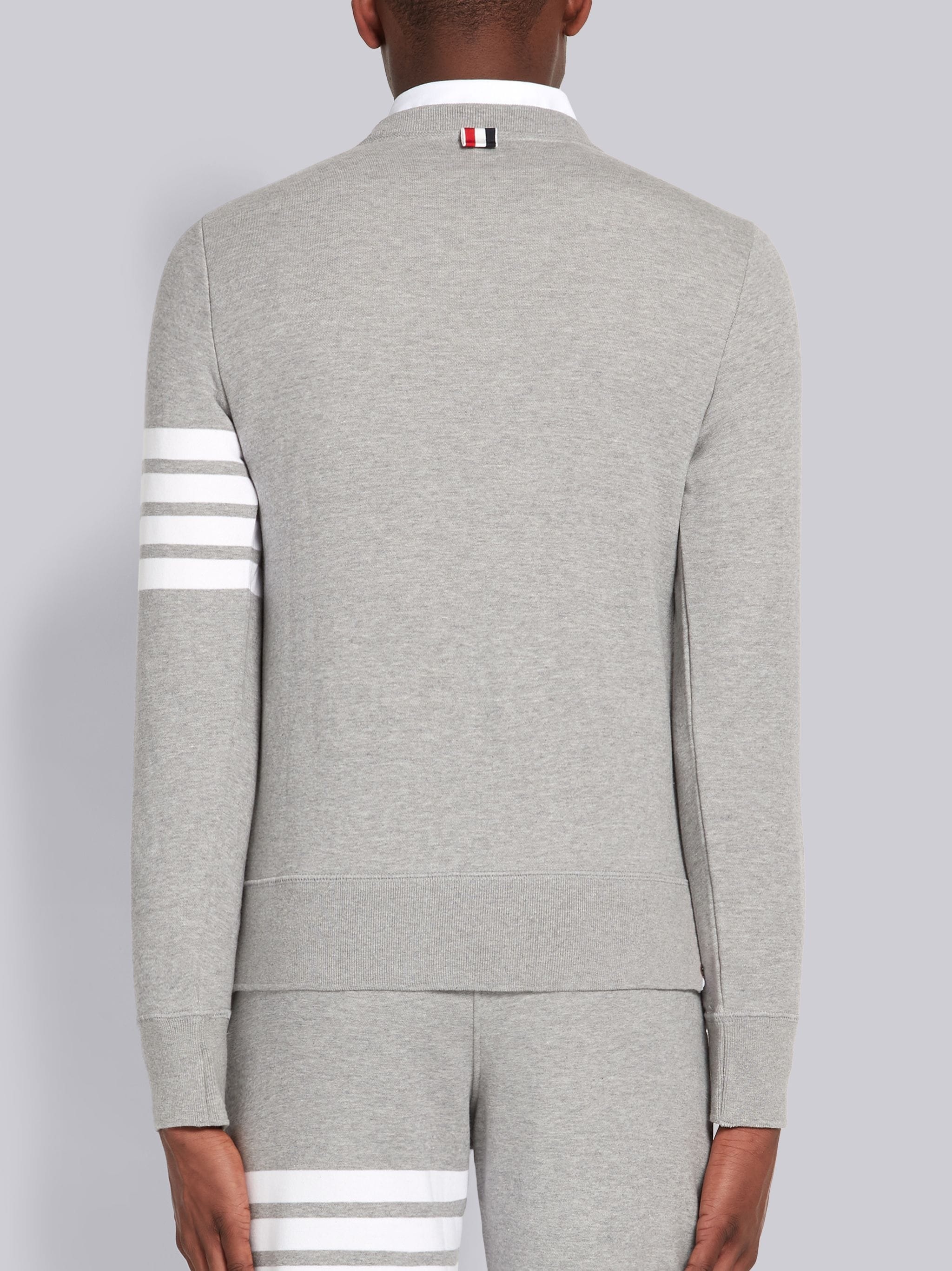 Light Grey Loopback Jersey Knit 4-bar Crew Neck Sweatshirt - 3