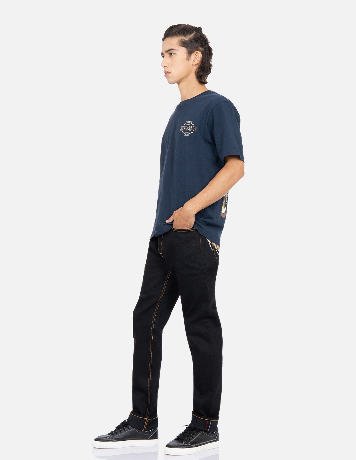 TATTOO KOI AND LOGO EMBROIDERY SLIM-FIT JEANS #2010 - 4