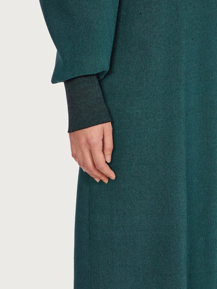 BALLOON SLEEVE KNITTED DRESS WITH CUT OUT - 5