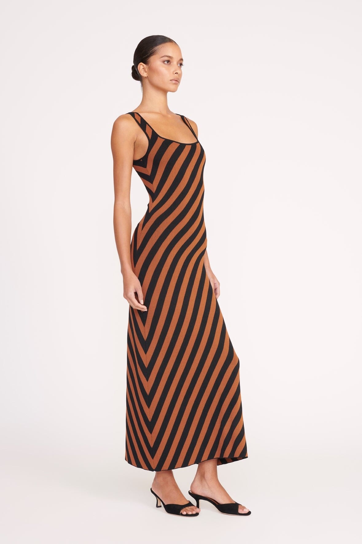 STAUD KATIE DRESS BLACK TAN SEASHORE STRIPE - 3