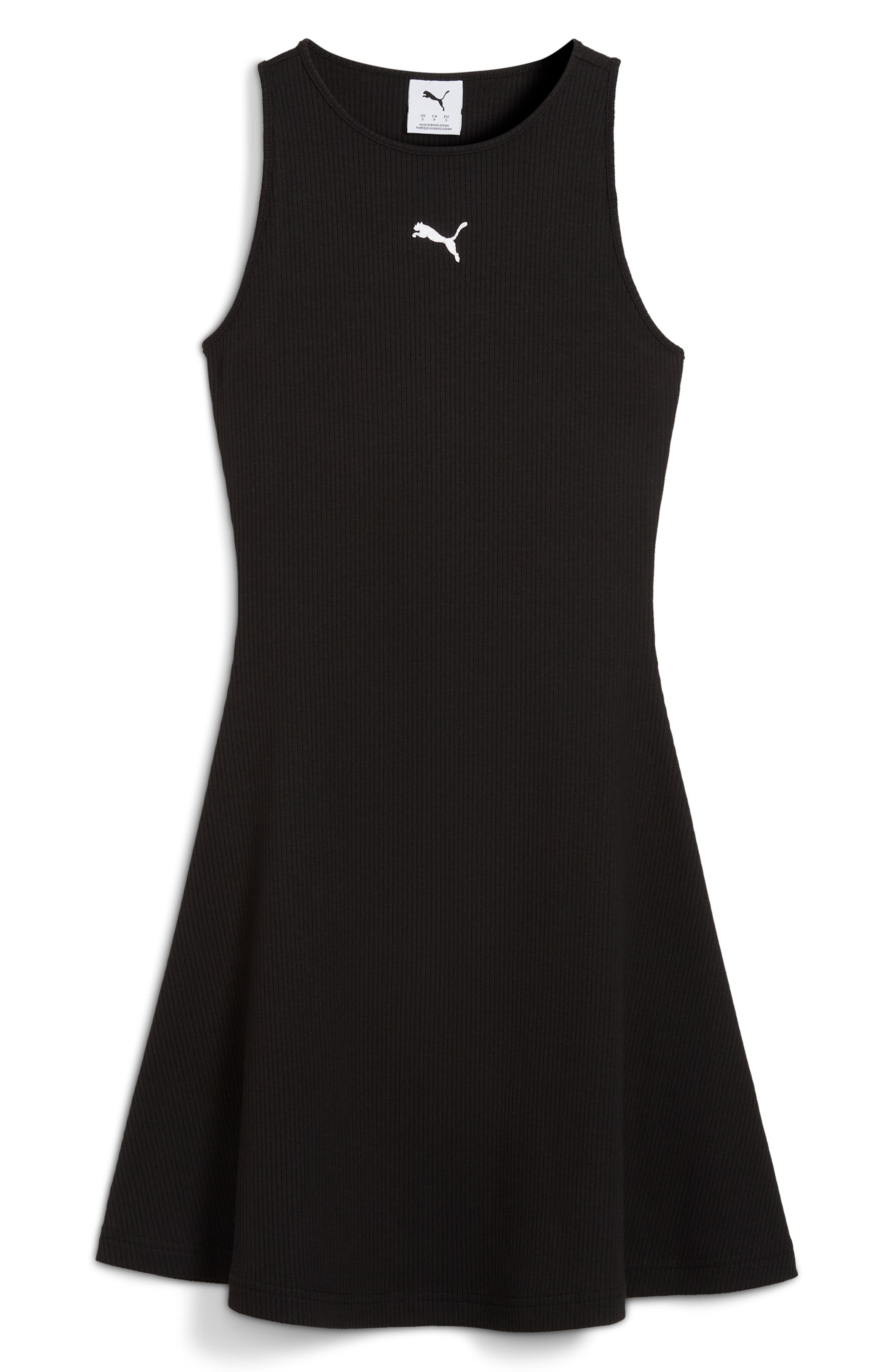 PUMA Wardrobe Essentials Ribbed Sleeveless Dress in Puma Black at Nordstrom - 2