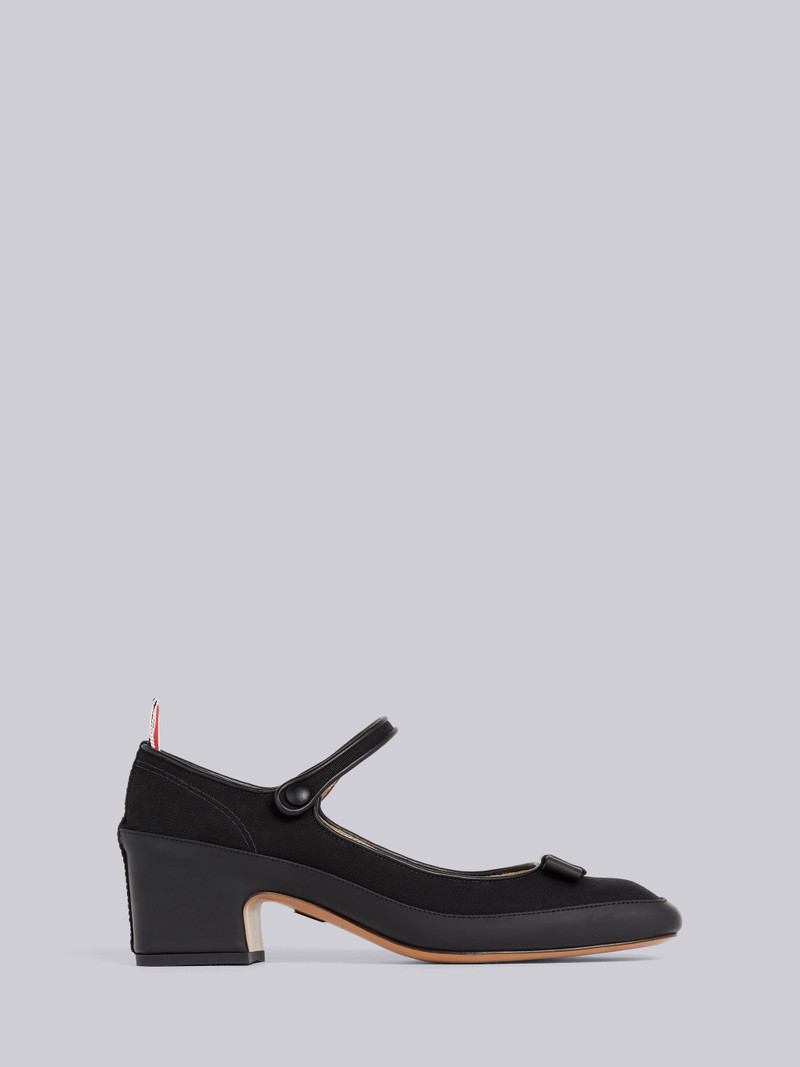 Black Cotton Canvas Thom John Tennis Block Heel 1
