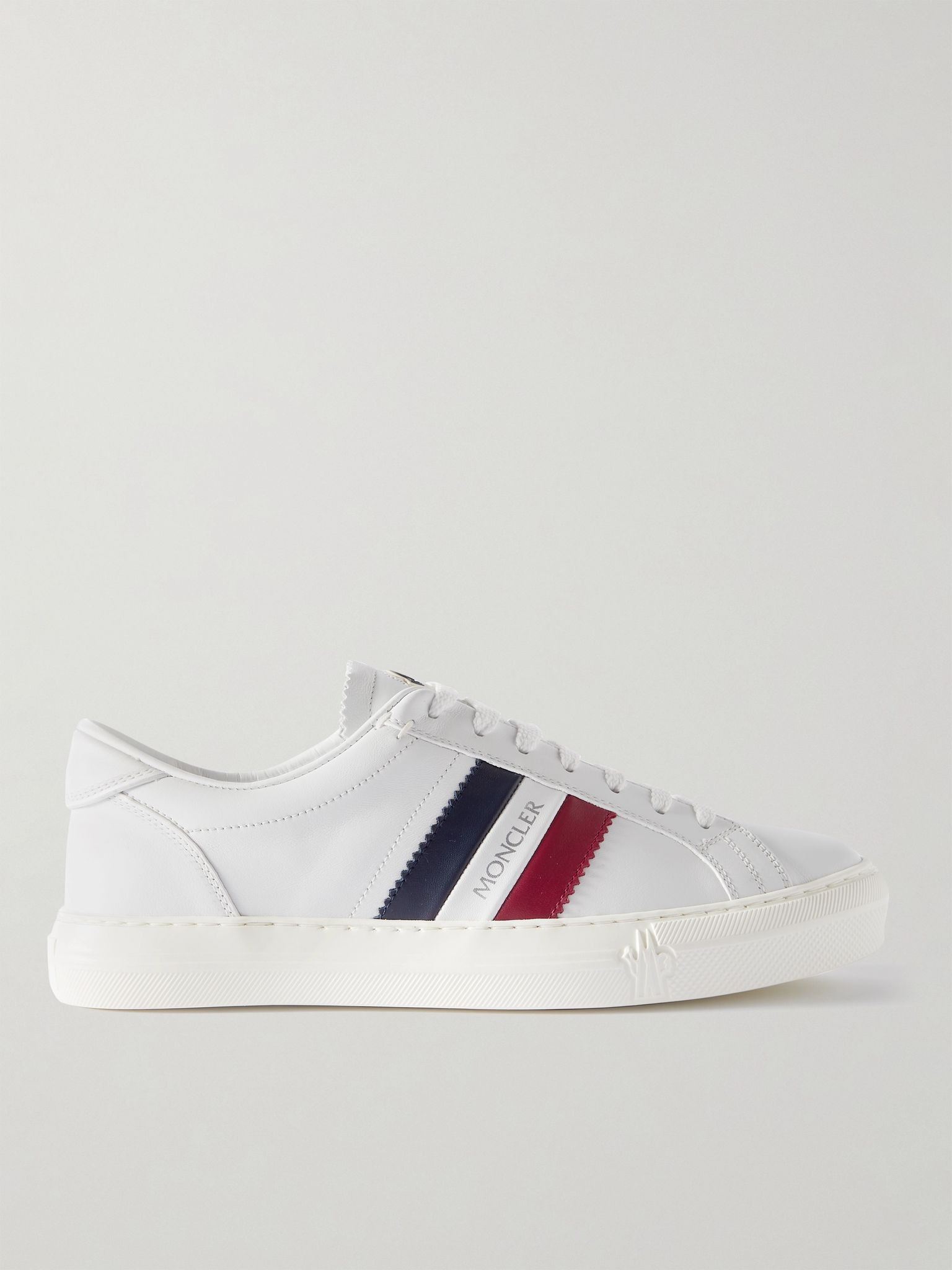 New Monaco Striped Leather Sneakers White - 1