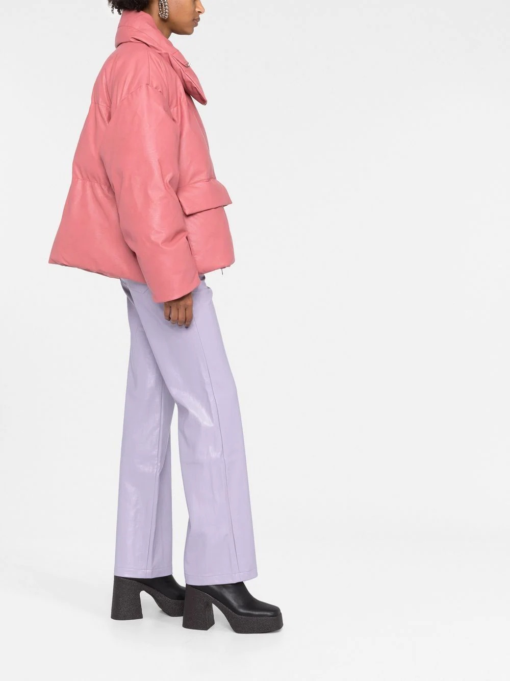 faux-leather puffer jacket - 4
