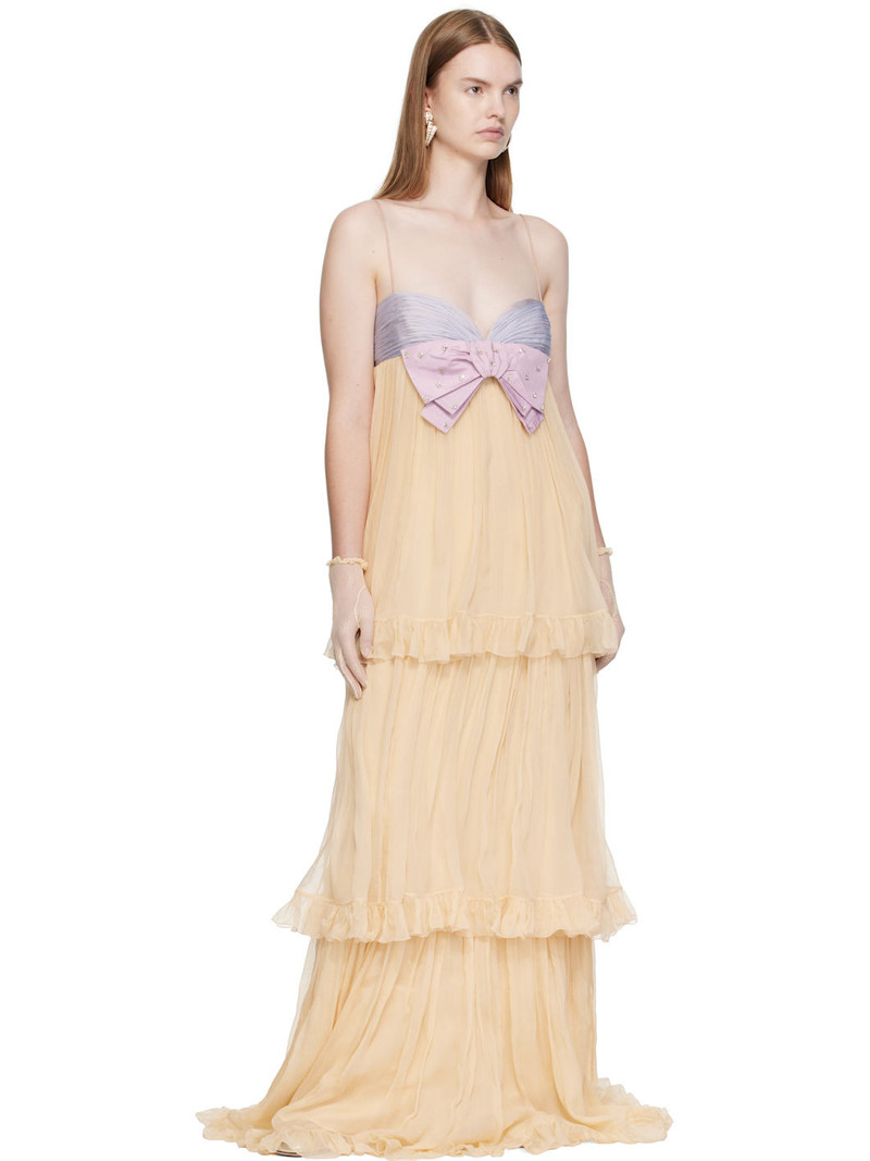 Valentino Beige Silk Maxi Dress outlook