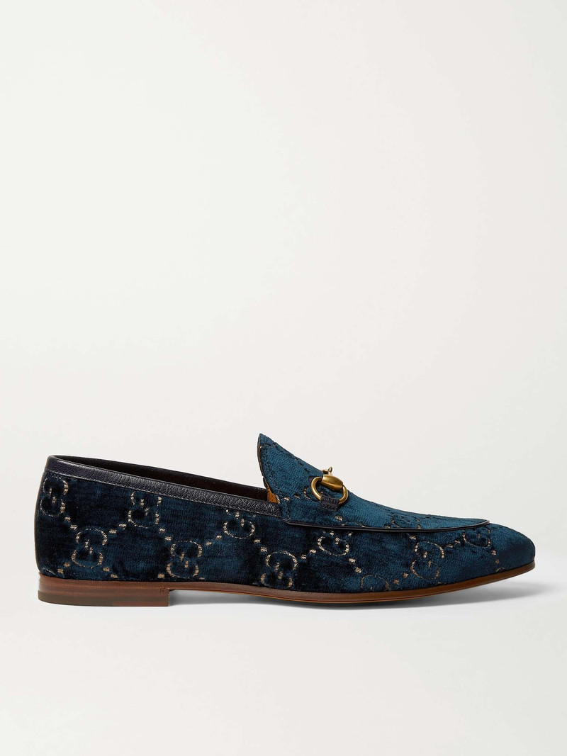 Jordaan Horsebit Leather-Trimmed Logo-Embroidered Velvet Loafers 1
