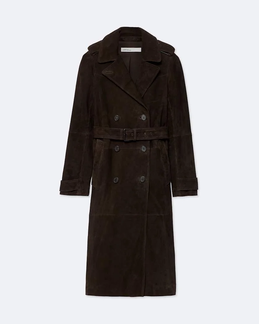 OAKER DOUBLE-BREASTED SUEDE COAT - 1