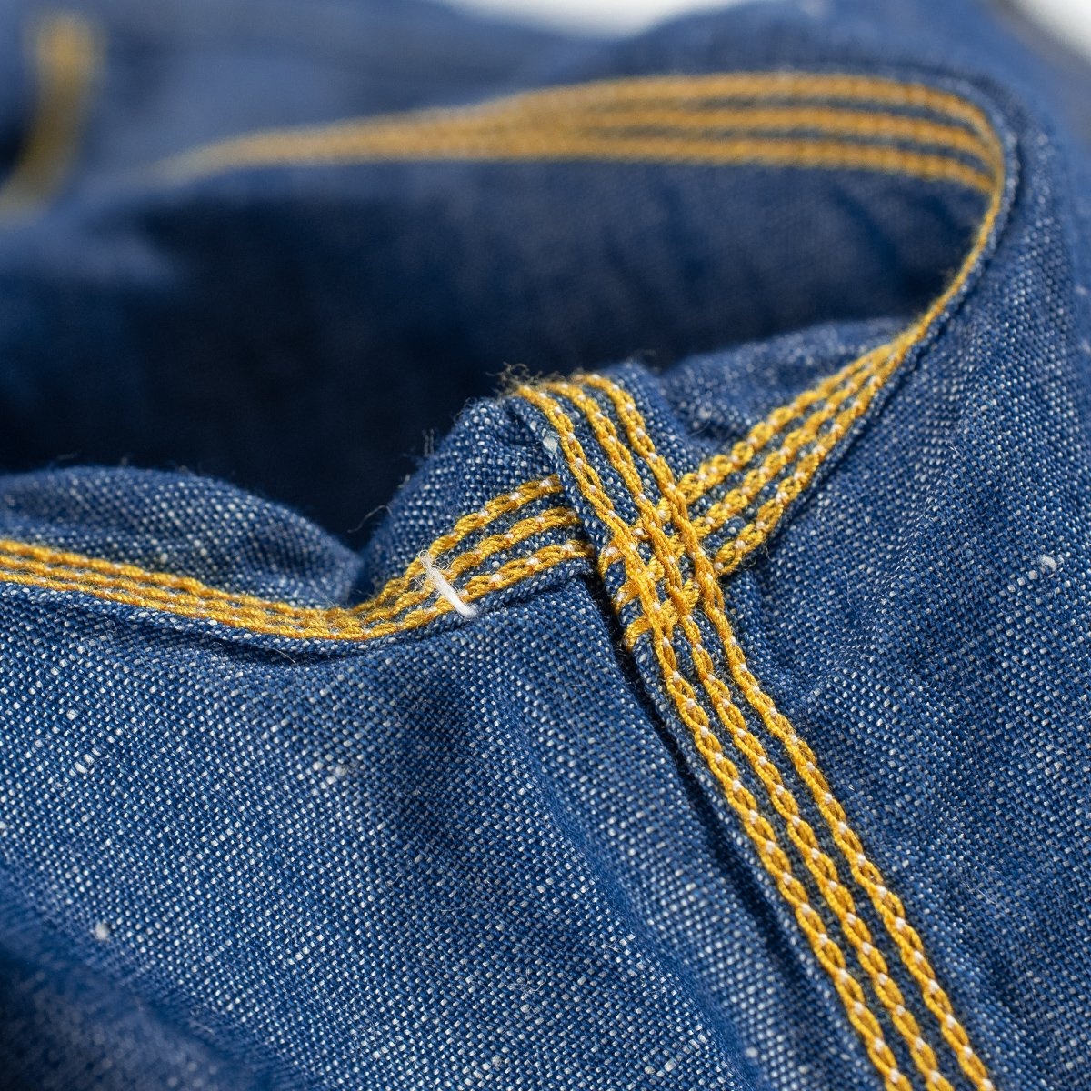 IHSH-222-IND 5oz Selvedge Cotton Linen Chambray Work Shirt - Indigo - 12
