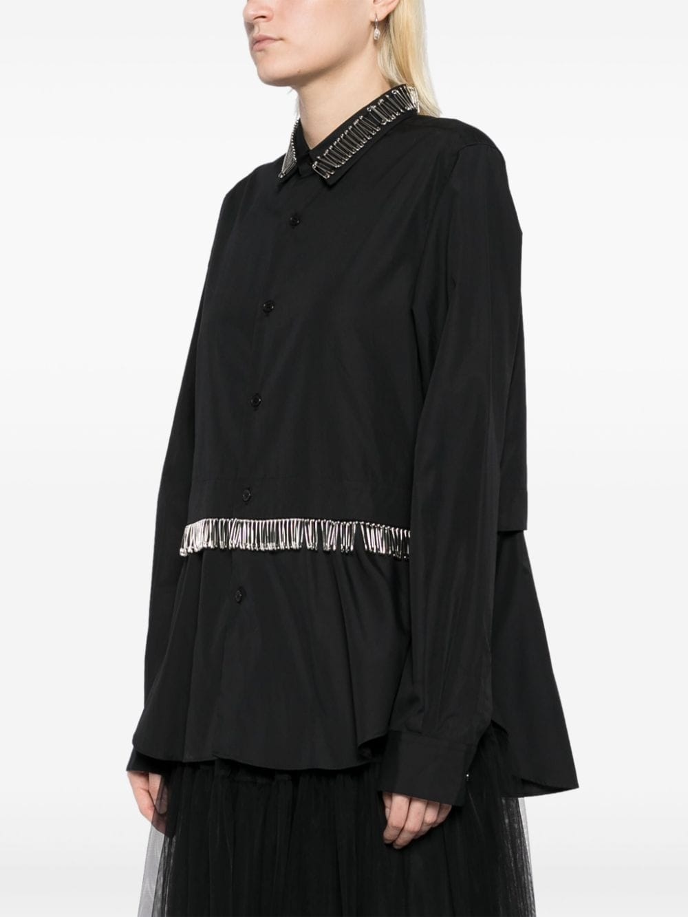 safety pin embellishment long-sleeves shirt - 3
