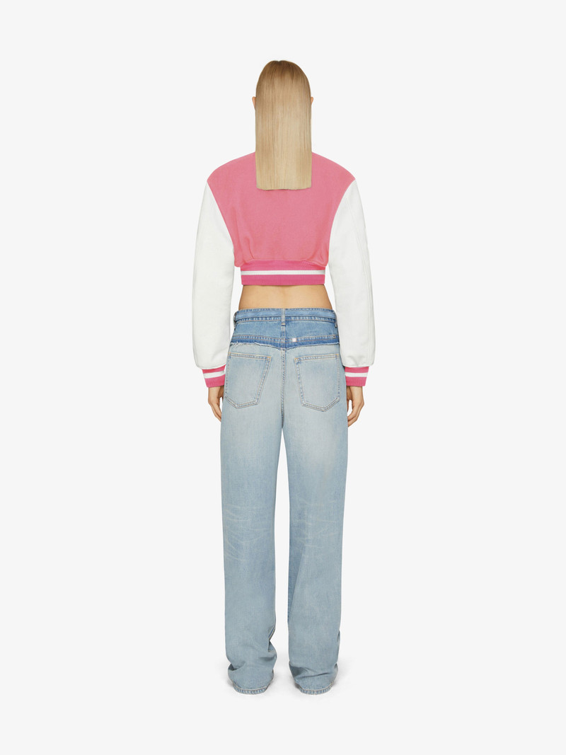 GIVENCHY CROPPED VARSITY JACKET IN WOOL AND LEATHER 4