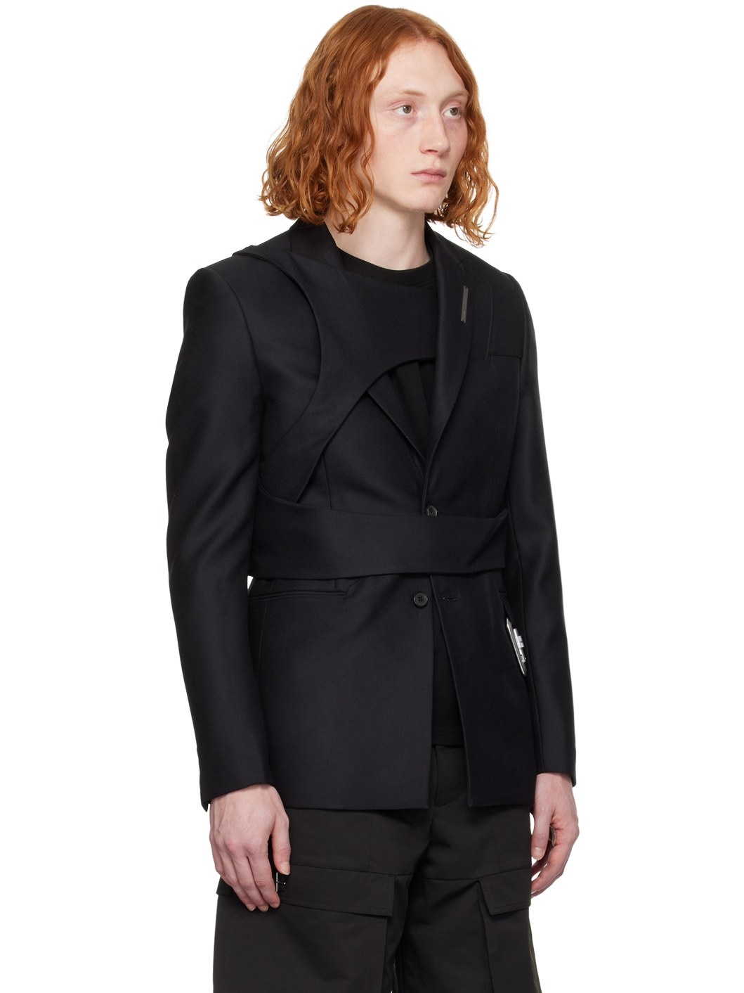 Black Integrated Harness Blazer - 2