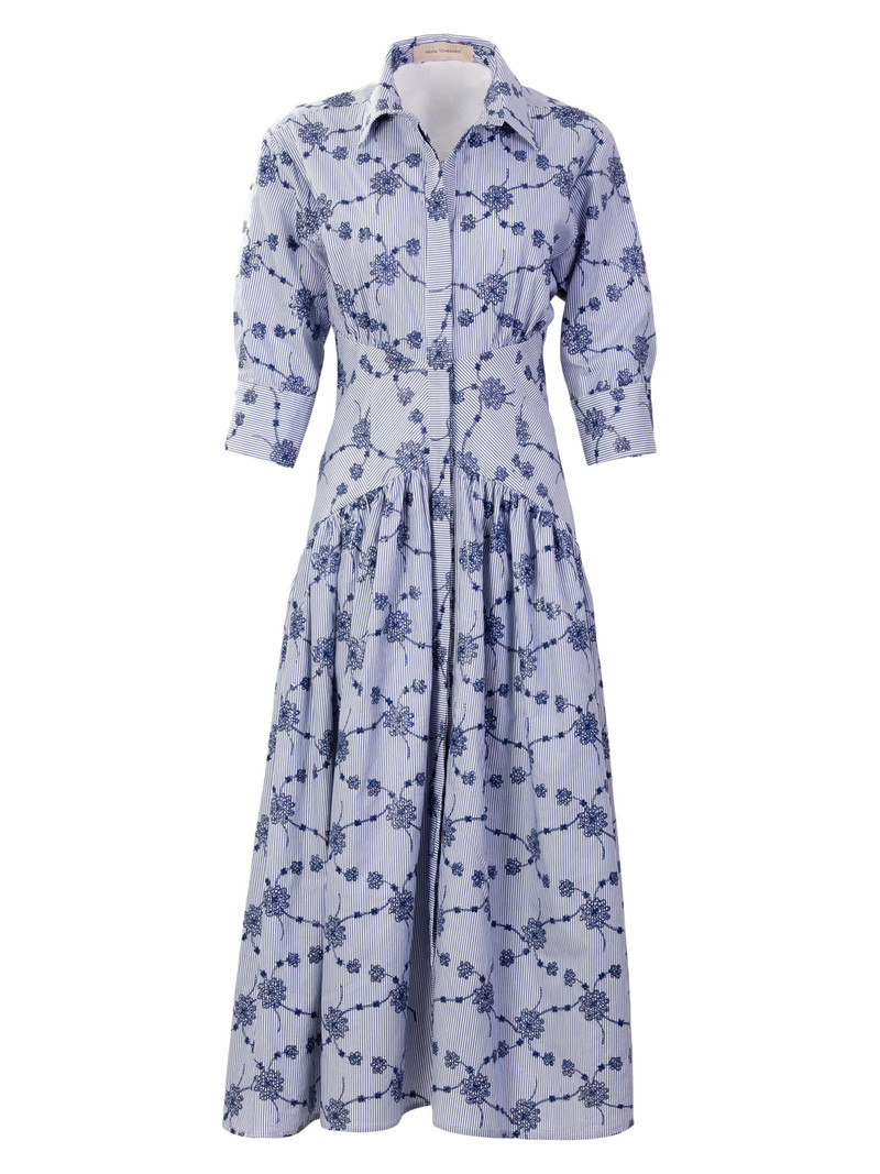 Women's Indy Floral-Embroidered Cotton-Blend Midi-Shirtdress - Embroidered Mini Flowers 1