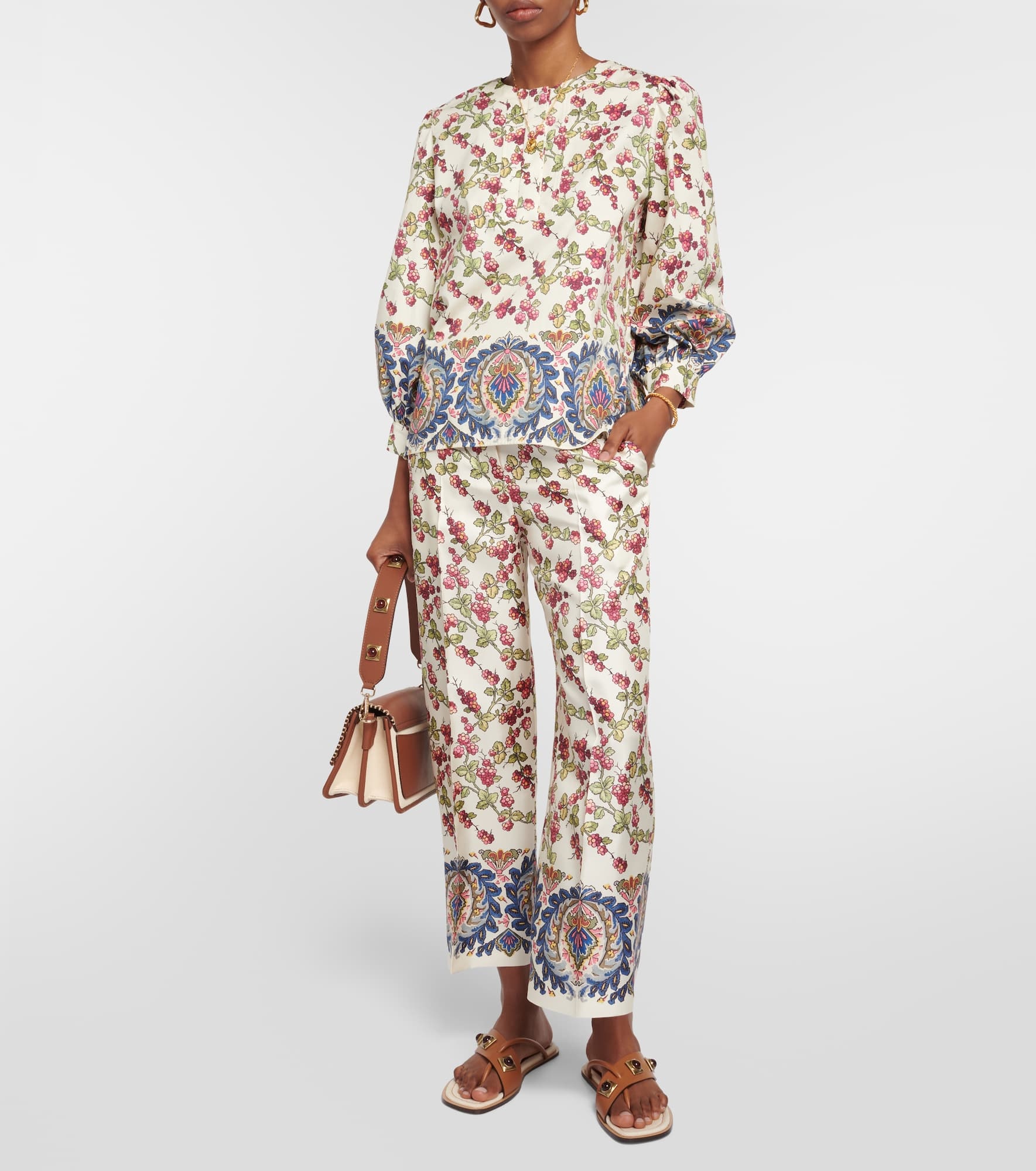 Printed ruffle-embellished top - 2