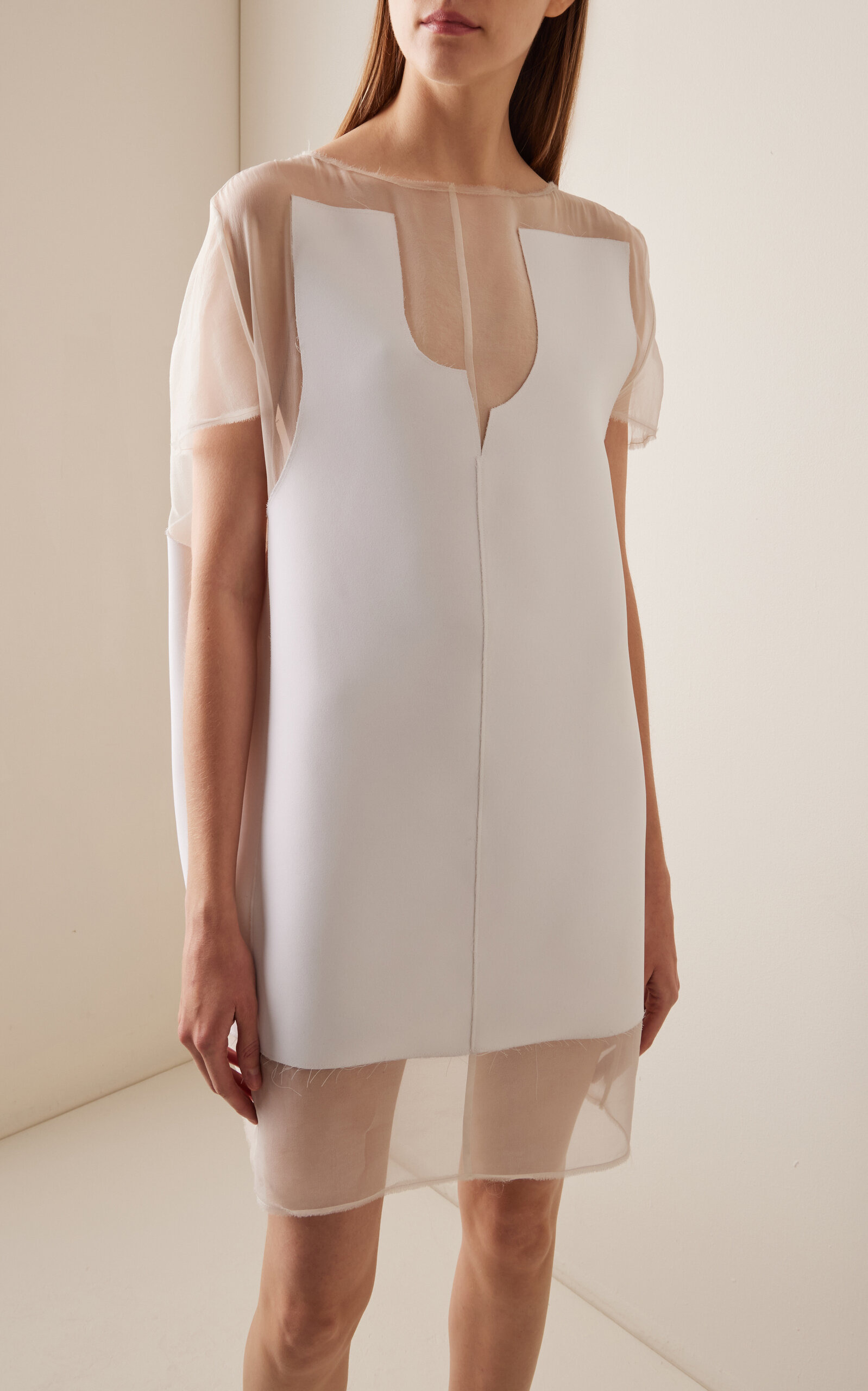 Winona Paneled Silk-Blend Mini Dress off-white - 2