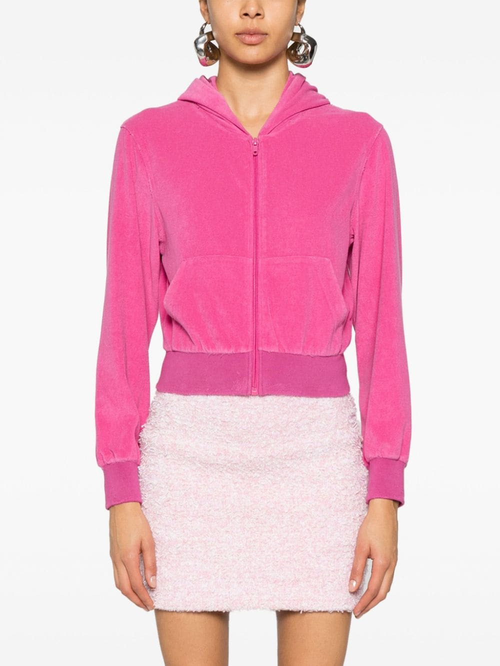 Balenciaga cropped zip-up hoodie with rhinestone logo - 3