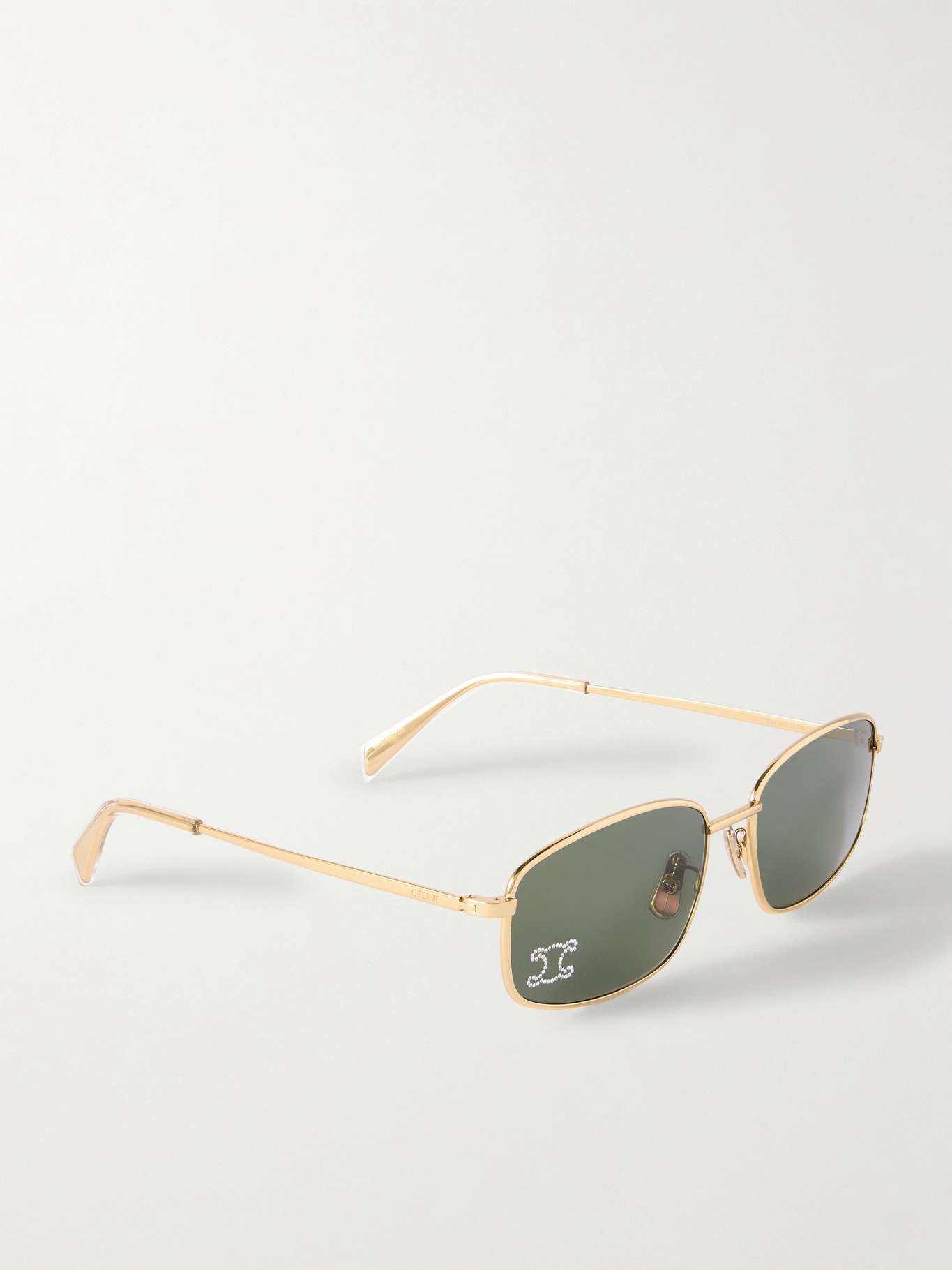 Triomphe crystal-embellished square-frame gold-tone sunglasses - 3