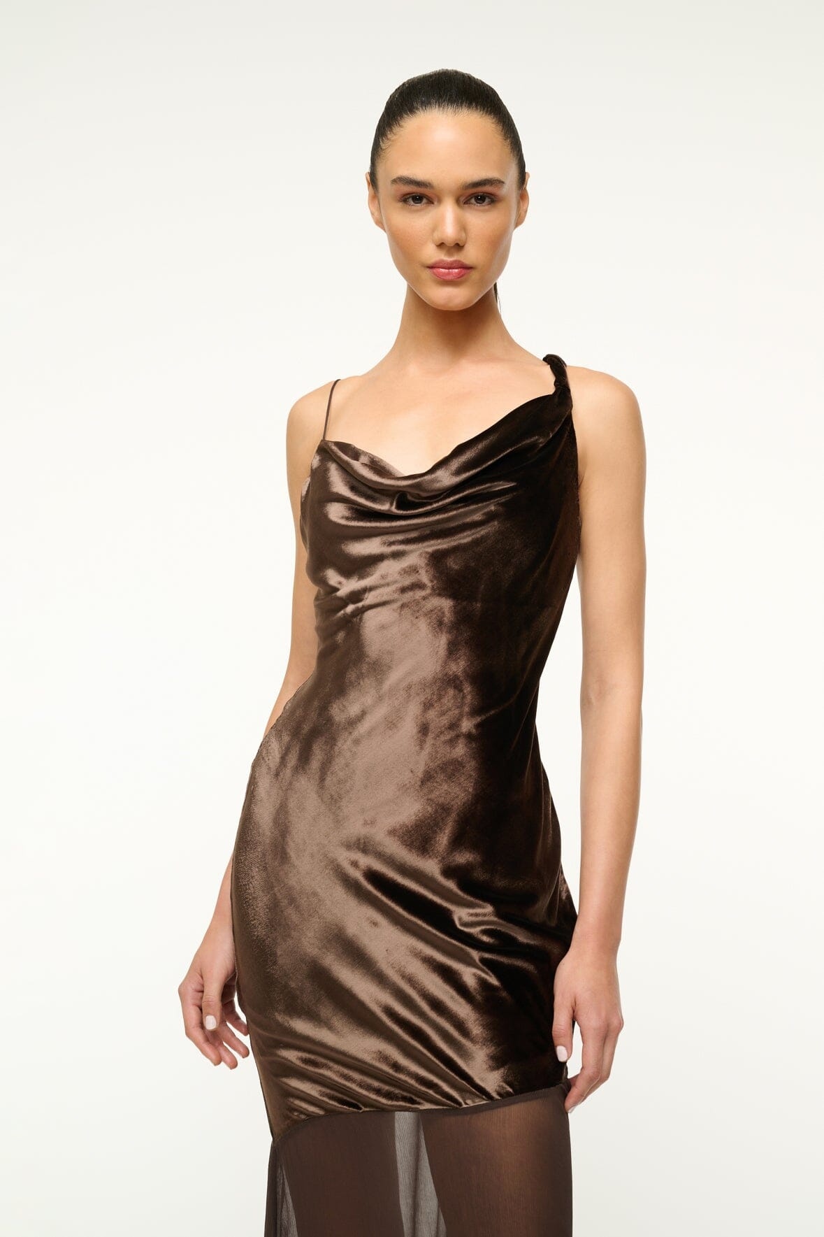 STAUD BEATON DRESS DARK CHOCOLATE - 3