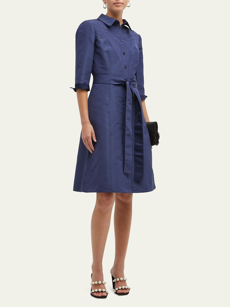 CAROLINA HERRERA Faille 3/4-Sleeve Shirtdress outlook