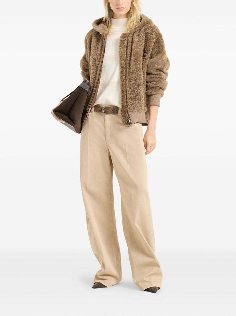 Brunello Cucinelli hooded shearling jacket outlook