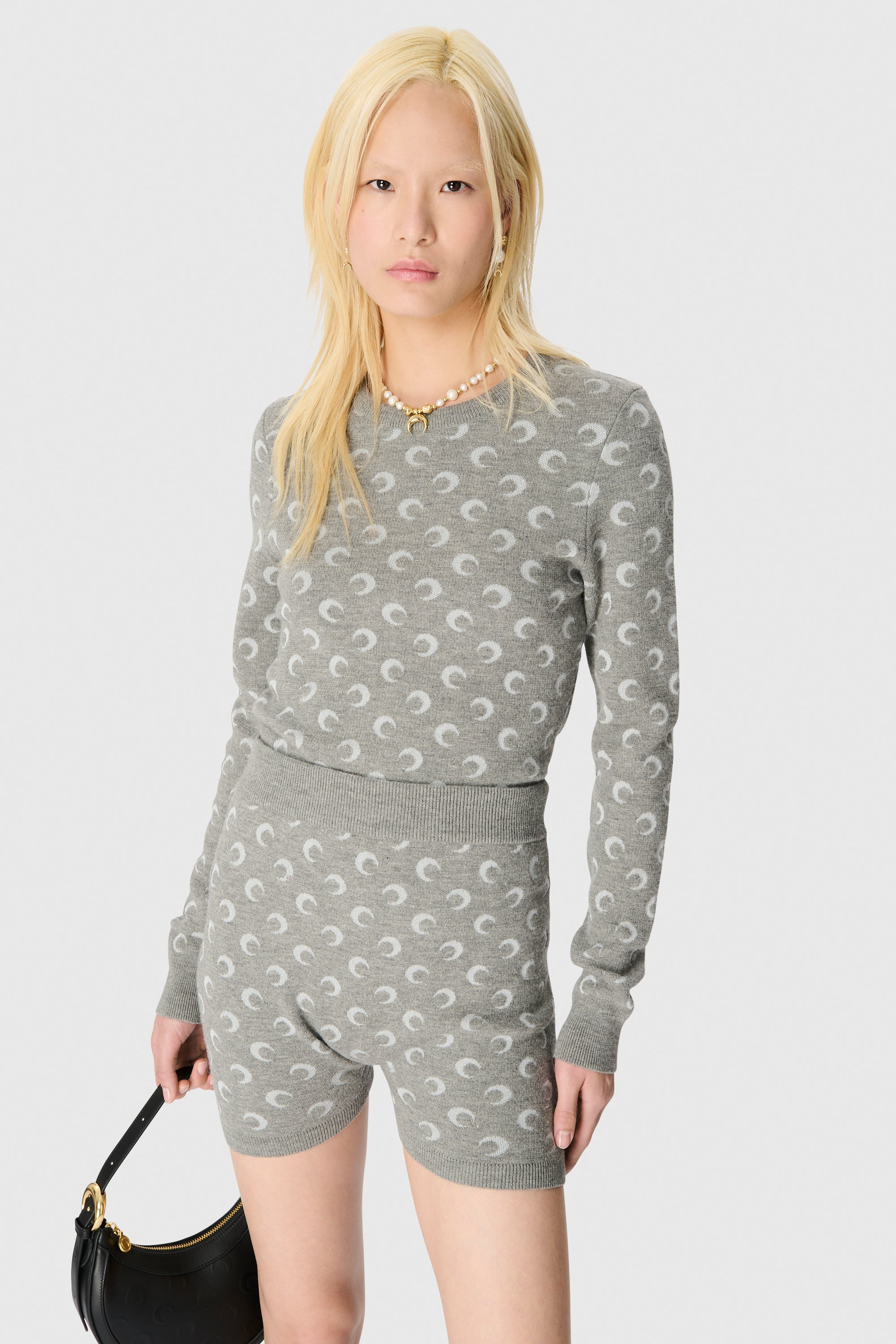 MOON JACQUARD KNIT FITTED CREWNECK SWEATER - 4