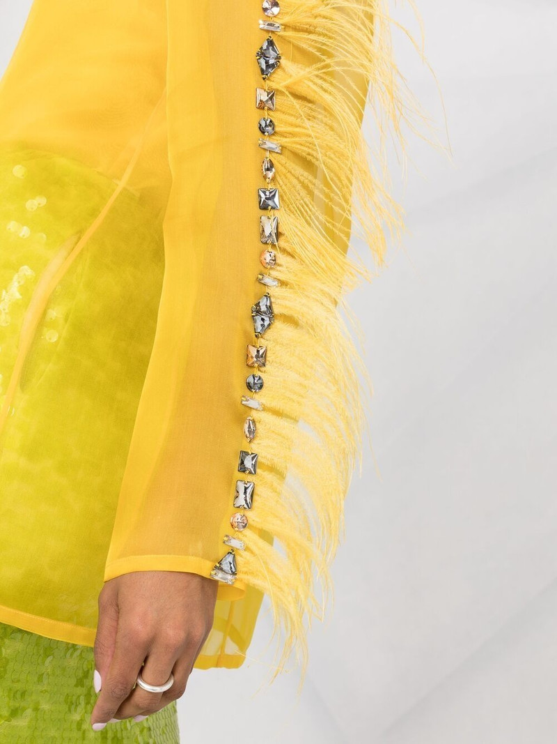 feather-trim silk blouse 3