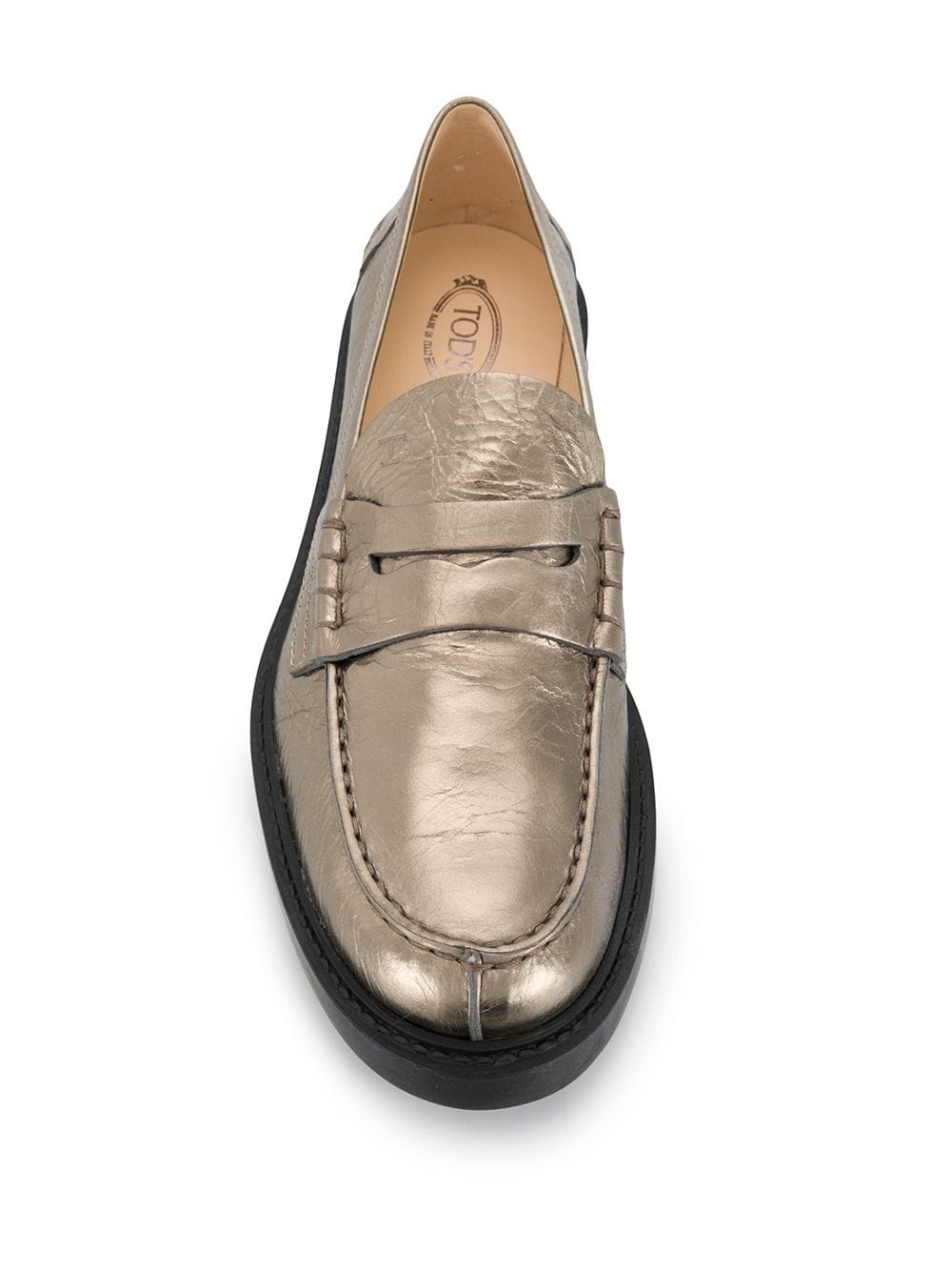 metallic almond-toe loafers - 4