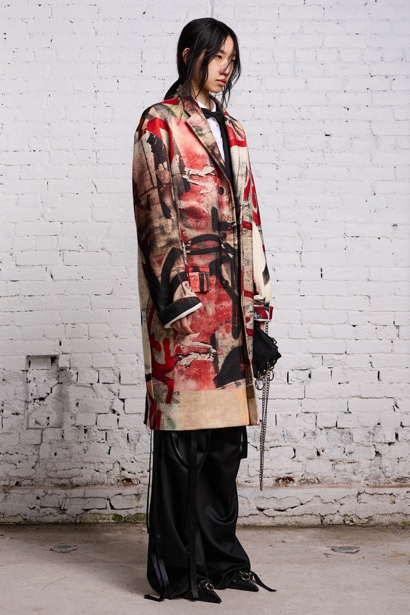 OVERSIZED RAGGED COAT - ABSTRACT PRINT - 3