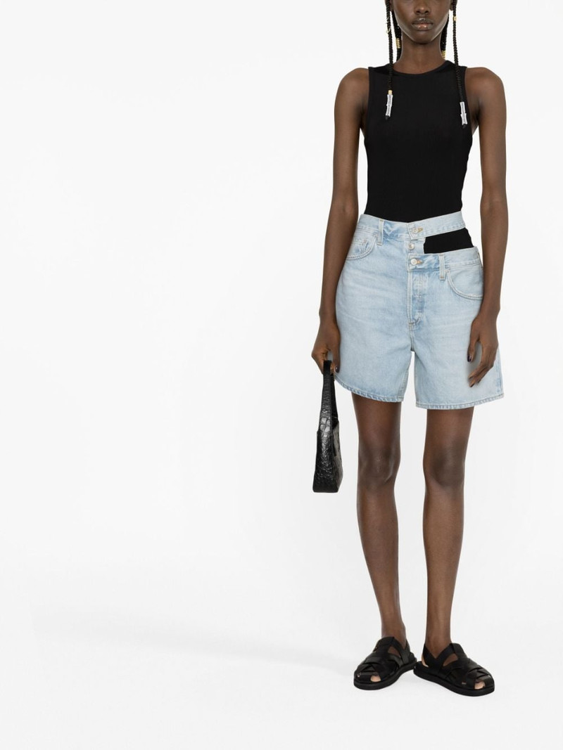 AGOLDE asymmetric denim shorts outlook