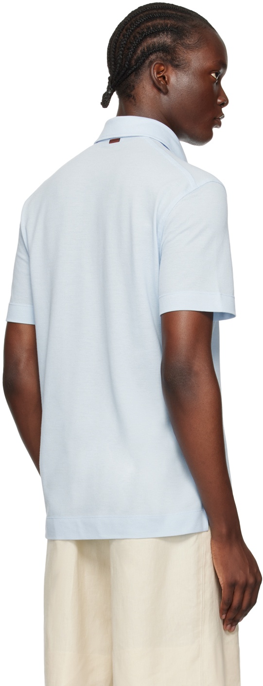Blue Cotton Polo - 3