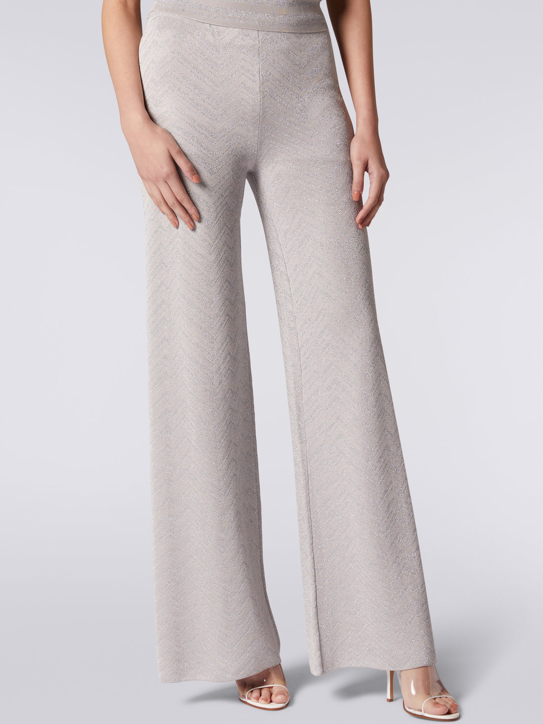 Flared trousers with chevron and Lurex sections - 5