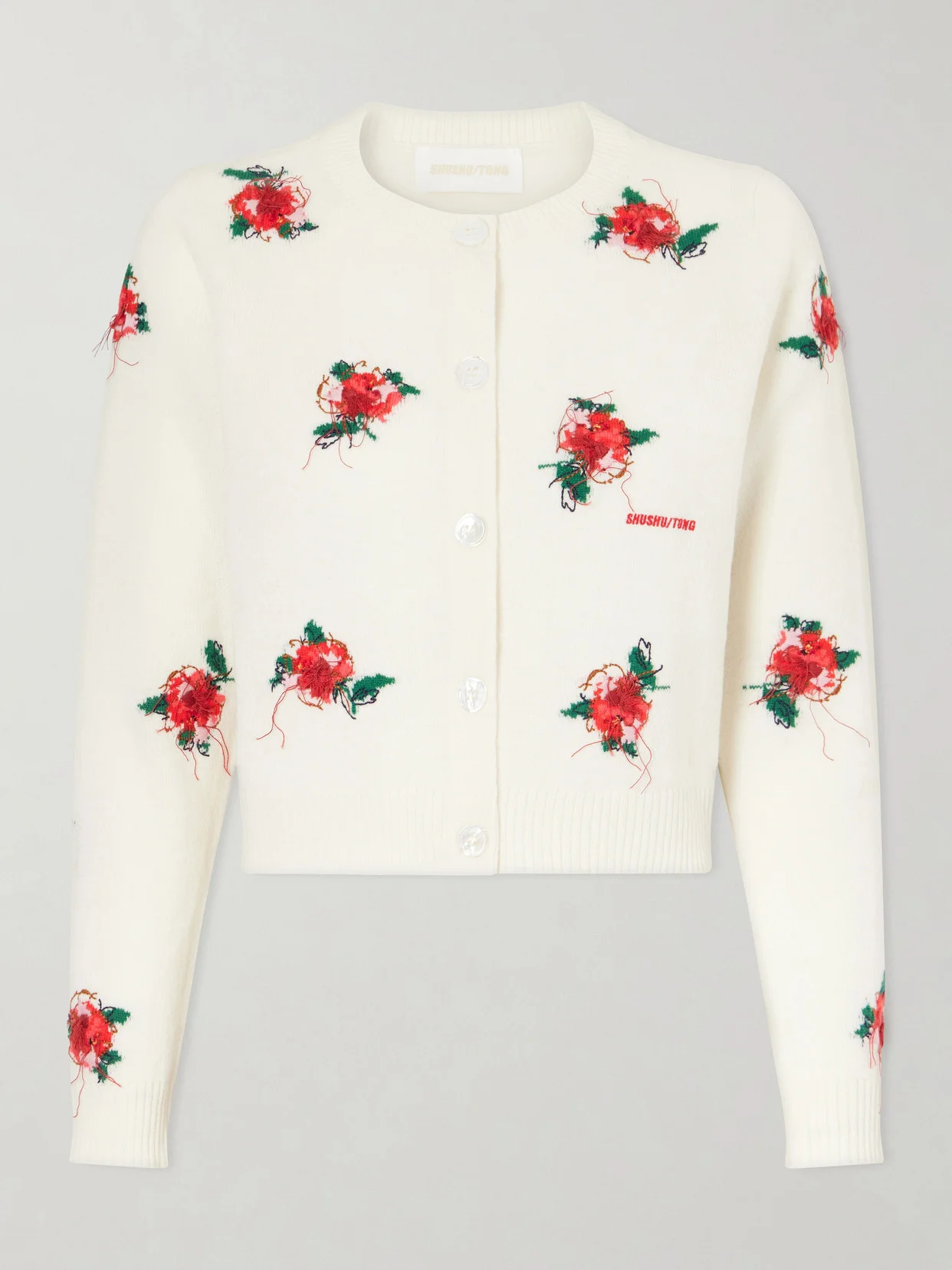 Cropped Embroidered Wool Cardigan - 1