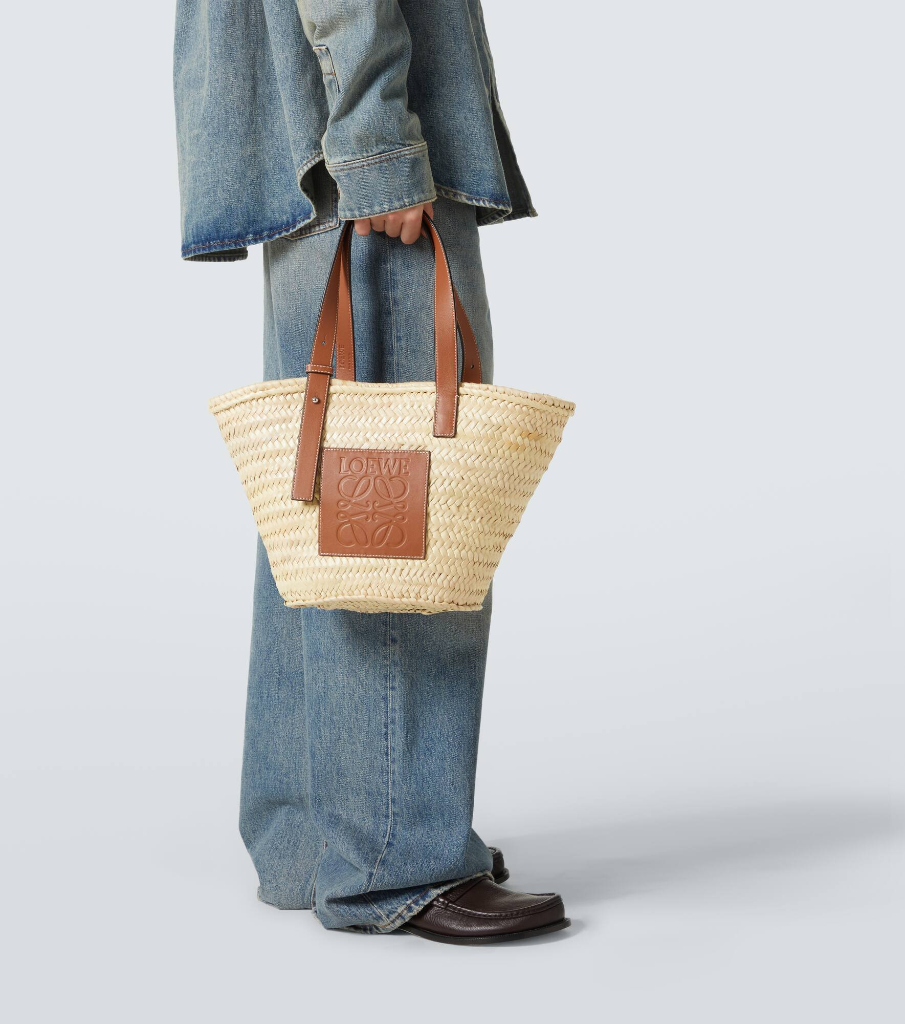Leather-trimmed basket bag - 2