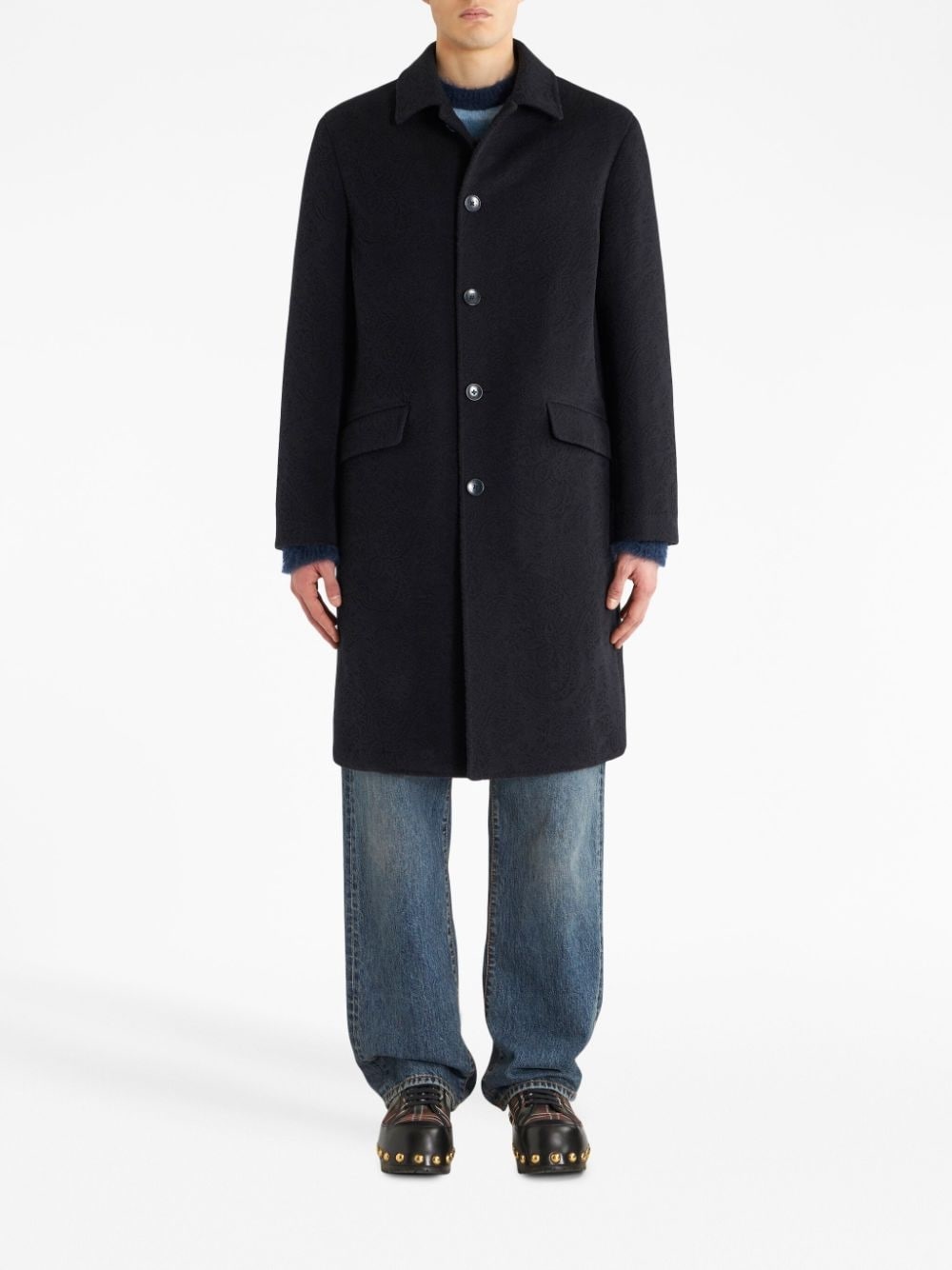 textured-finish button-down coat - 2