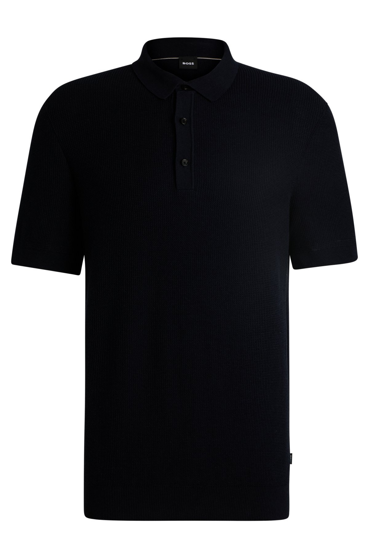 REGULAR-FIT KNIT POLO WITH MIXED STRUCTURES - 1