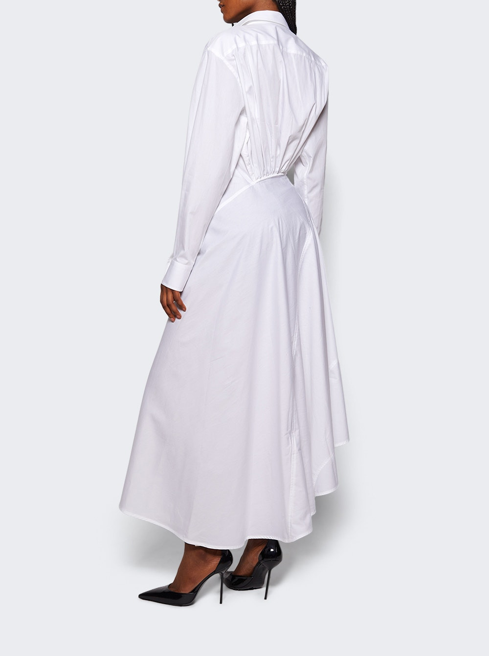 Panelled Shirt Dress White - 4