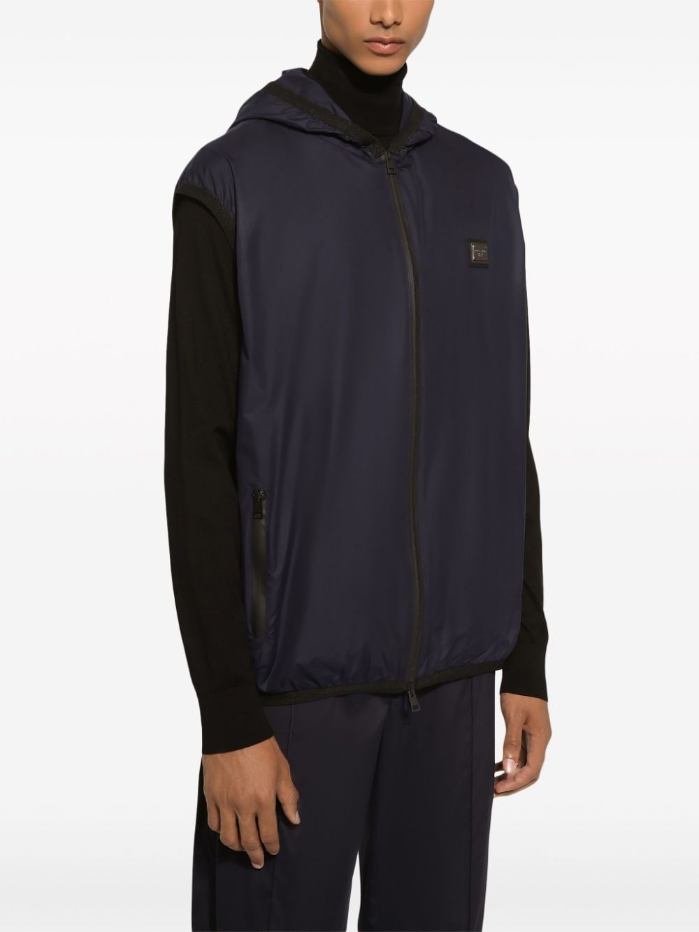 logo-plaque hooded gilet - 5