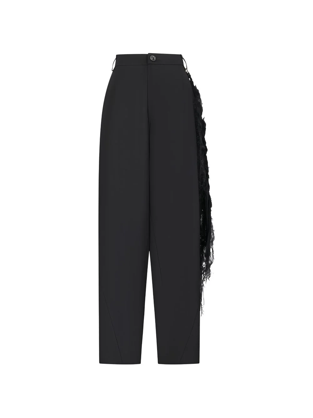 Phebe - wide-leg wool pants with hand woven wool chain - 1