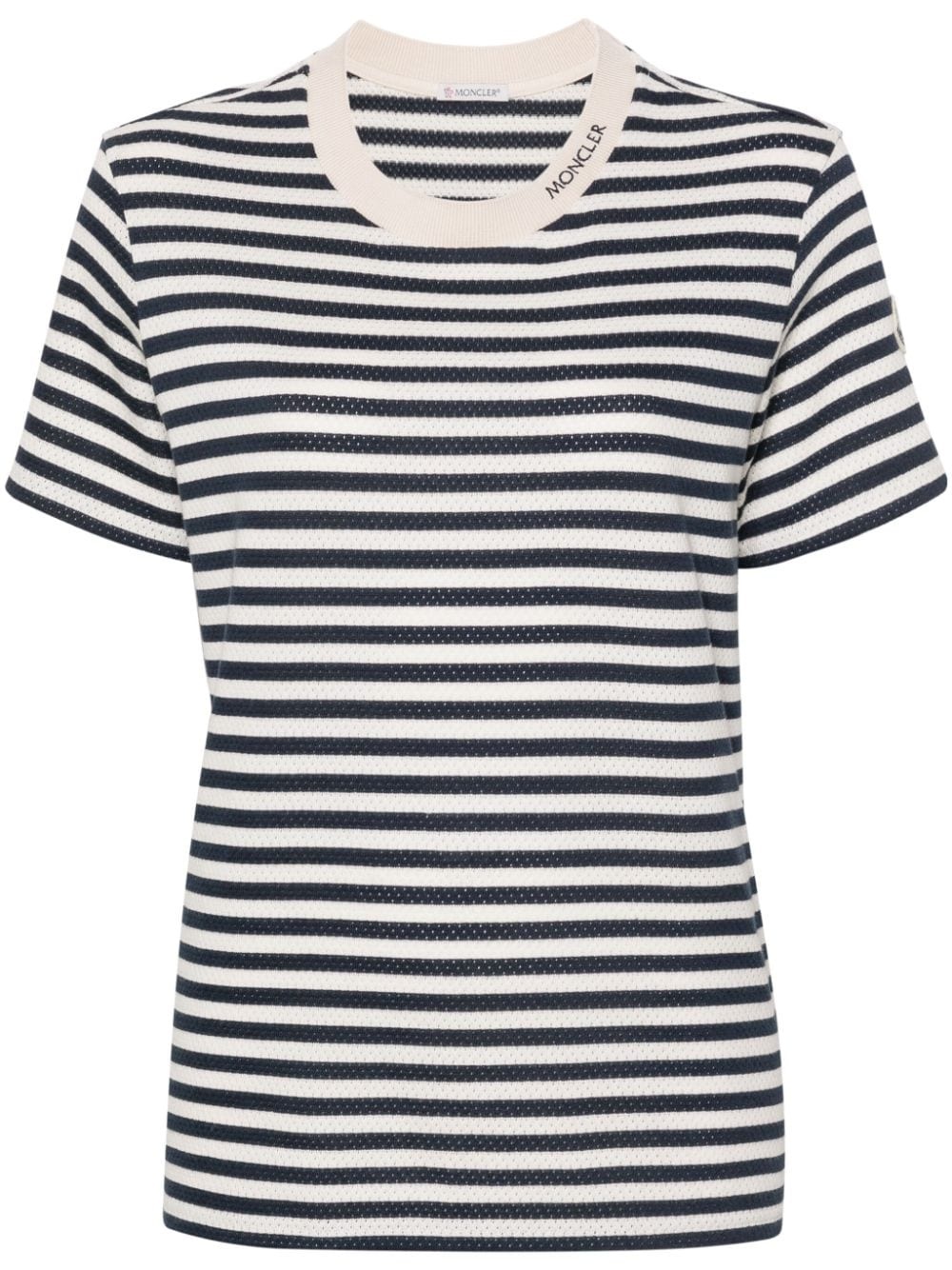 striped pointelle-knit T-shirt - 1