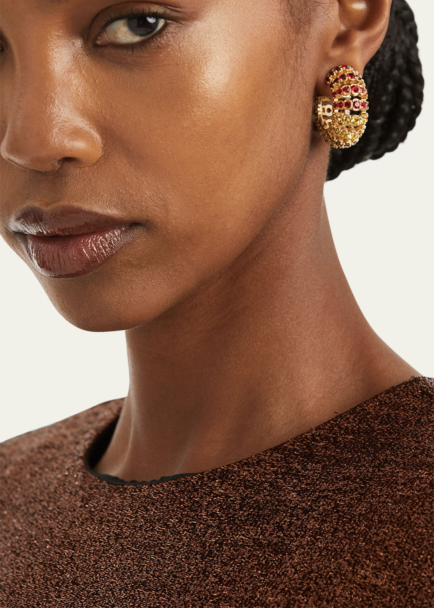 Rhinestone Hoop Earrings - 3