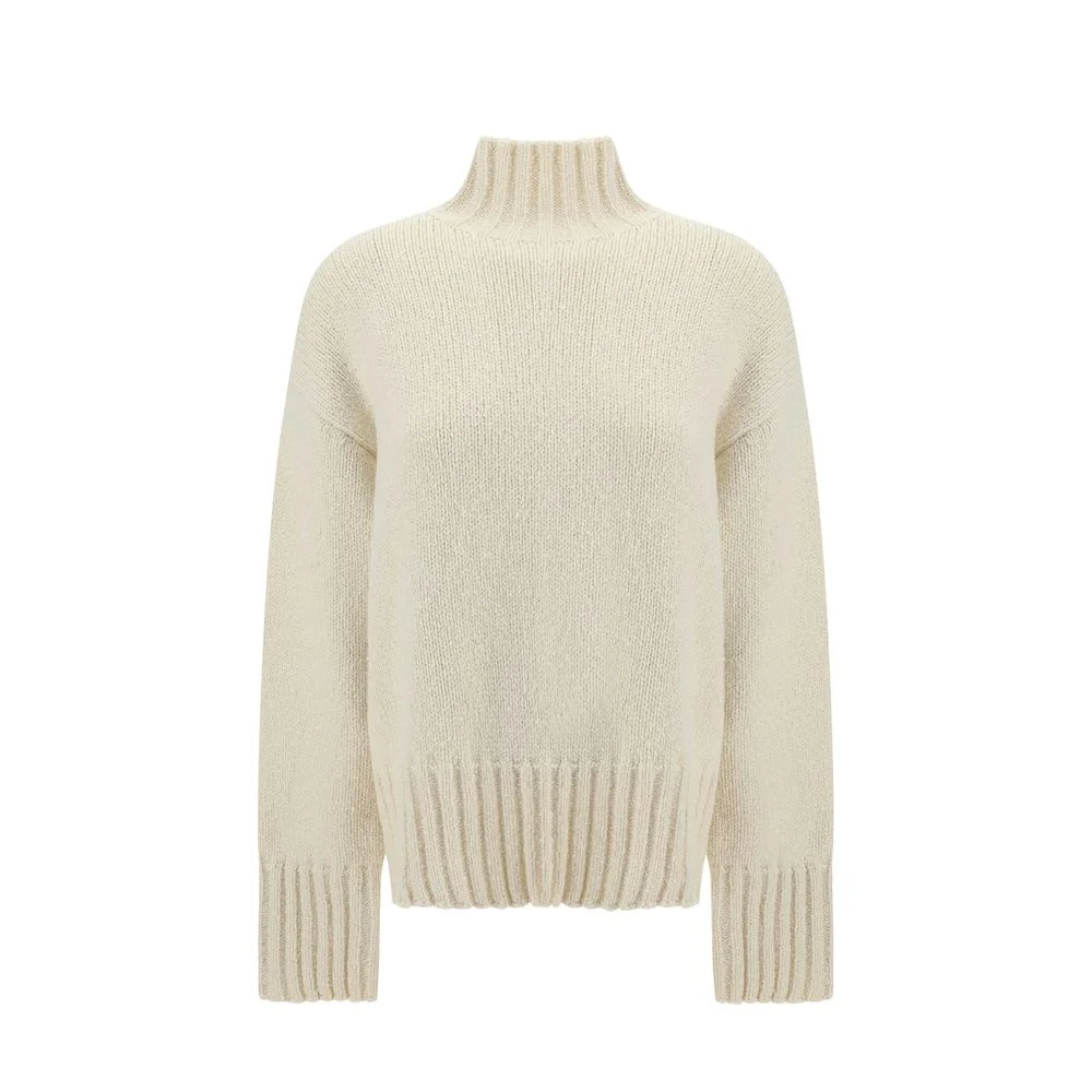 Jil Sander Silk and Wool Turtleneck Sweater — White - 1