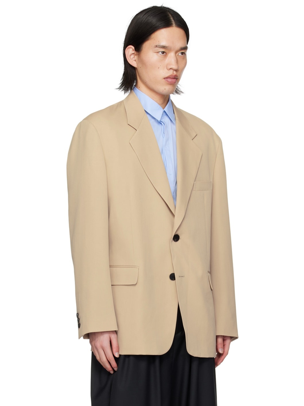 Beige Two-Button Blazer - 2