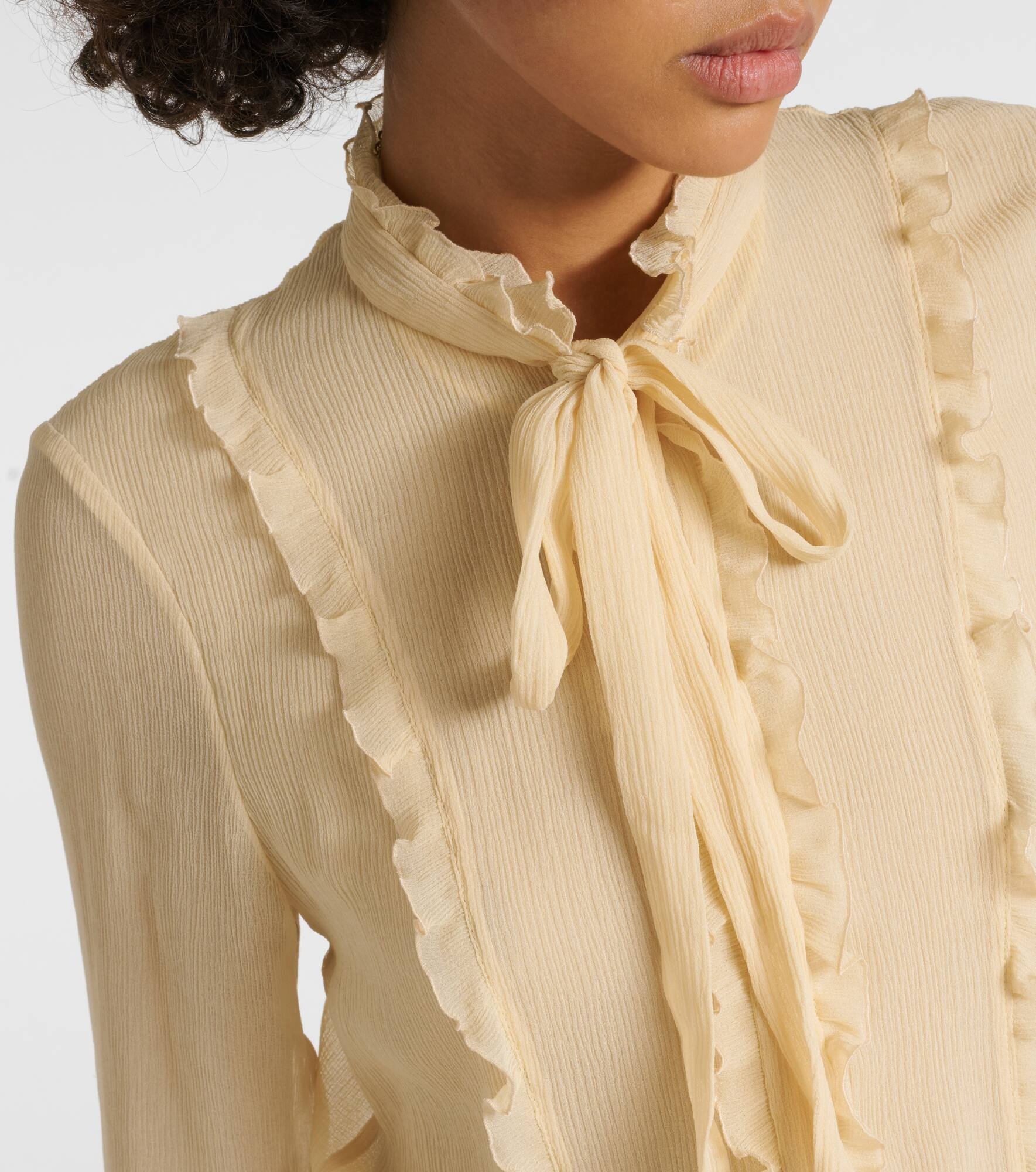 Ruffled silk crêpon blouse - 4