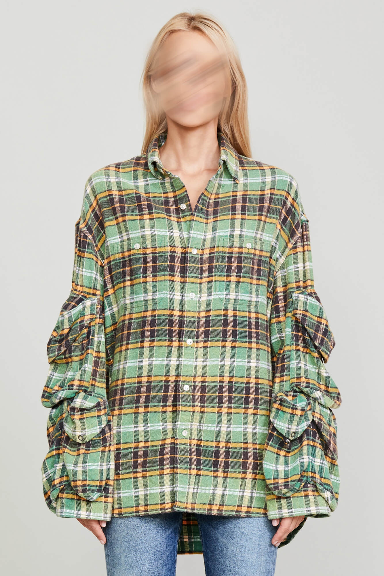 MULTIPOCKET WORKWEAR SHIRT - GREEN PLAID - 1