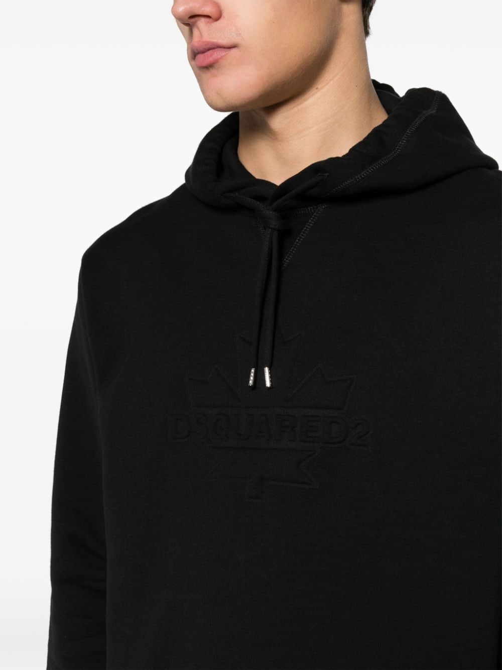 embossed-logo cotton hoodie - 4